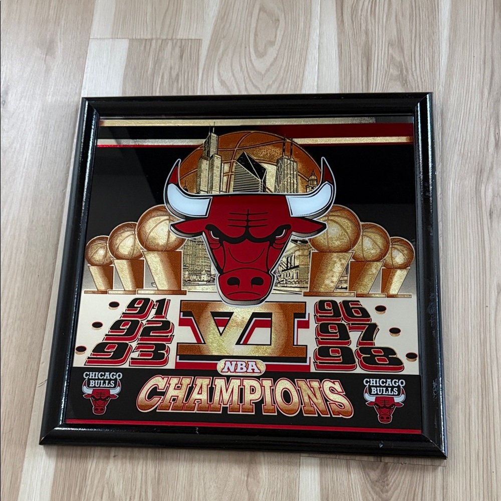Vintage 1998 Chicago Bulls VI NBA Champions Framed Mirror